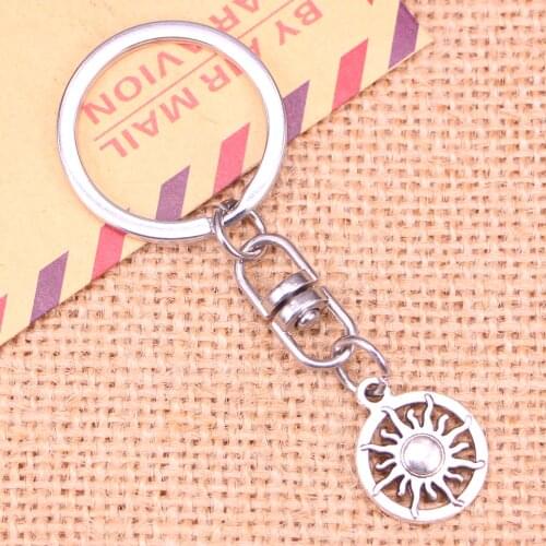 New Fashion Keychain 16mm sun sunburst Pendants DIY Men Jewelry Car Key Chain Ring Holder Souvenir For Gift