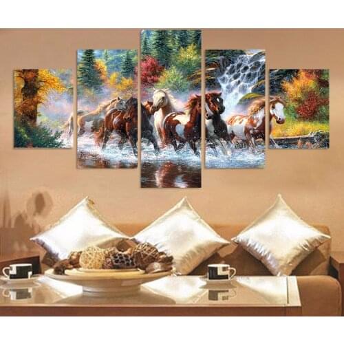 5 Pieces HD Printed animal Horse Painting Canvas Print room decor print poster picture canvas Free shipping/ny-4533