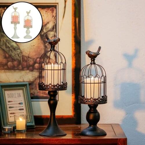 1Pc Nordic Candle Holder Iron Cartoon Bird Cage Decorative Candlestick Wedding Restaurant Room Desktop Stand