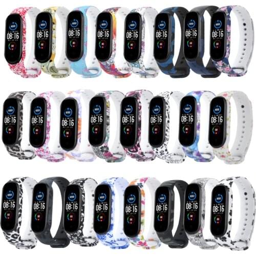 Strap for Mi Band 5 6 Wristband Colorful Folwers Silicone Soft TPU Sport Replacement Bracelets for XiaoMi Mi Band 6 Strap
