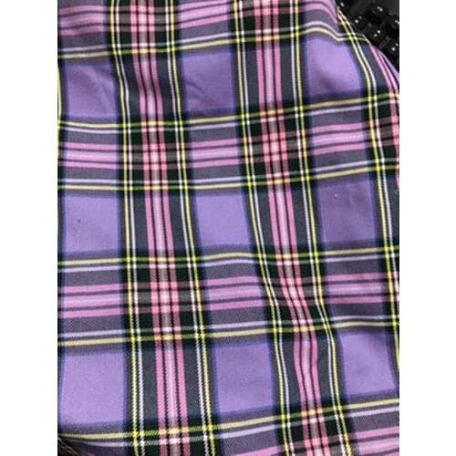 Retro purple plaid skirt fabric royal blue TR twill pleated skirt for men and women clothing fabric 1m