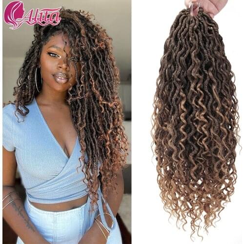 Synthetic Crochet Braids Hair Passion Twist River Goddess 14&18 Inches Multi Twist Braids Ombre Brown Faux Locs With Curly Hair