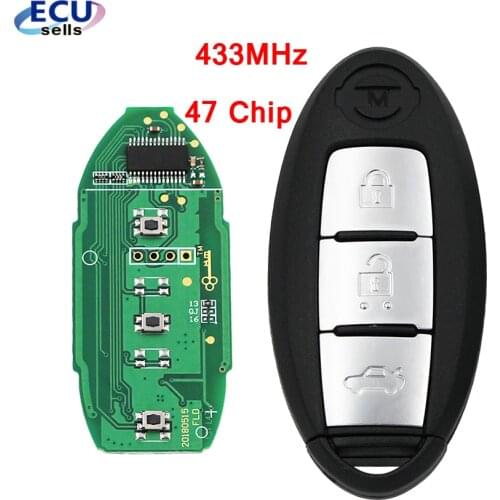 3 Buttons Keyless Entry Smart Remote Key Fob Clicker 433MHz with 47 Chip for Nissan Teana 2013-2015