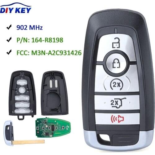 DIYKEY M3N-A2C931426 5 Button 902MHz ID49 Smart Key Replacement for Ford Expedition Explorer 2017-2019 JL1T-15K601-BB 164-R8198