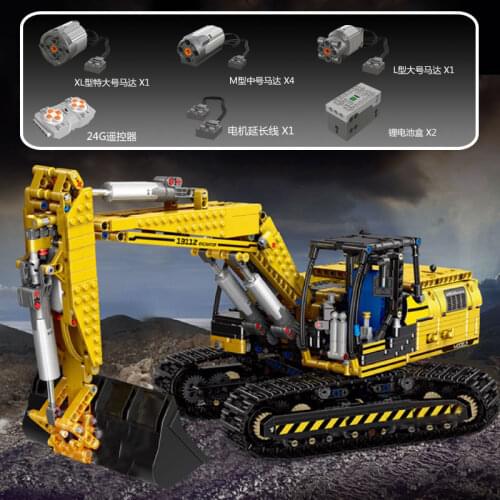 MOULD KING 13112 Technic Motorized Excavator truck Link Belt 250 X 3 - PF version Car Model Building Blocks Bricks 8043 20007