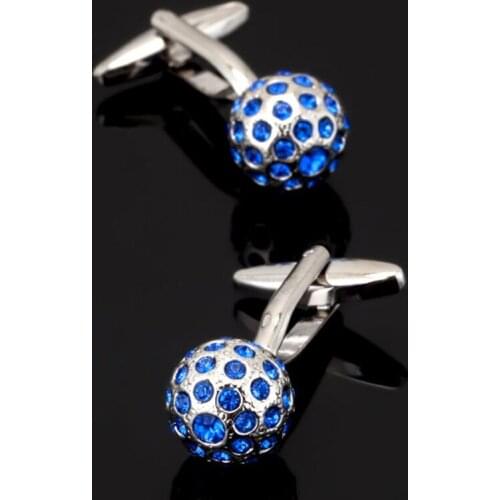 XKZM Jewelry Brand Blue Crystal Ball Cuff link Wholesale Buttons designer High Quality shirt cufflinks for mens Free Shipping