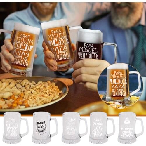 1pc Glass Beer Mugs Coffee Cups The Best Father Gift For The Galaxy On Papa Fathers Day Handle Drinkware Barrel Beer Cup Mugs