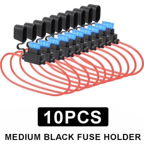 10pcs New Medium Gauge insulated wire ATC/ATO Fuse Holder Set High Quality 12 Inches Automotive 15 AMP Blade Fuses Kit