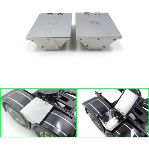 2pcs 6X4 Middle of Mudguard Metal Toolbox Trash Box for 1/14 Tamiya RC Truck Trailer Tipper Scania Benz Actros Acros MAN Volvo