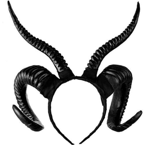 2 Pcs Black Antlers Horn Hoop Gothic Steampunk Devil Demon Horns Headband Christmas Halloween Costume Photo Props Wholesale X2