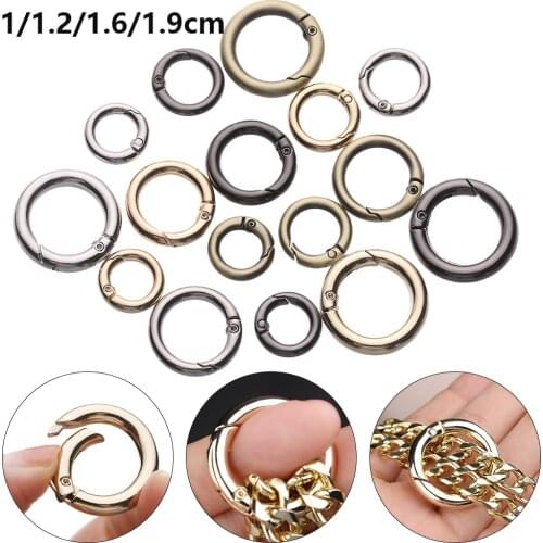 Hot Sale 5Pcs Zinc Alloy Spring O-Ring Buckles Plated Gate Clips Purses Handbags Round Push Trigger Snap Clasp Hooks Carabiner