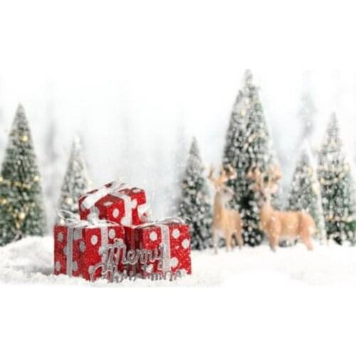 5x7ft Tree Snow Christmas Gift Elk Photography Backdrops Photo Props Studio Background