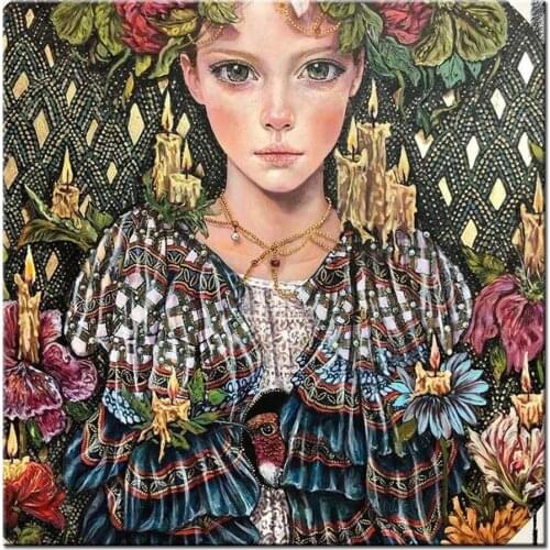 5D DIY Diamond Painting Candle Girl Full Drill Cartoon Flower Fairy Rhinestones Cross Stitch Mosaic Home Decor Kids Gift A1992