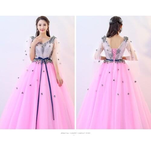 Freeship light pink queen/princess shoulder veil long dress Victorian medieval dress Renaissance Gown Victoria/Antoinette/belle