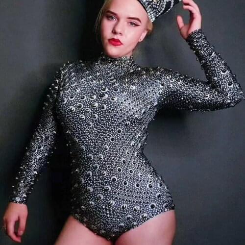 Beyonce Dance Costume 2019 Party Sexy Play Outfits Nightclub Dress Rhinestone Jumpsuit Singers Costume GoGo Dance Wear VDB1002