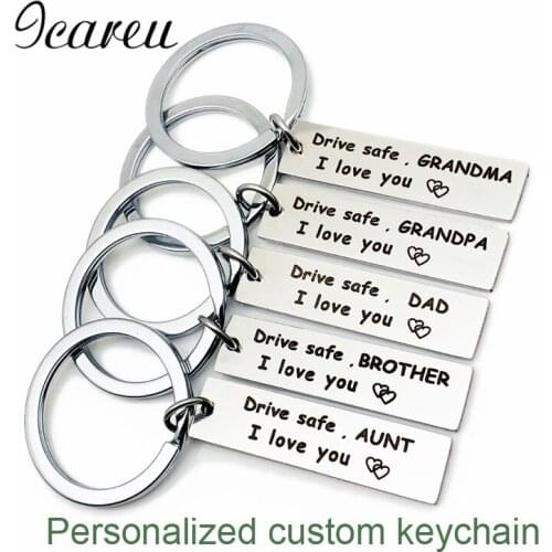 Drive Safe Customized Keychain Accessories Stainless Steel Laser Engrave Name Phone Customization Personalized Gift For Family