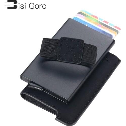 BISI GORO RFID Credit Card Holder Automatic Pouch for Credit Card Men and Women Unisex High Quality ID Case PU Leather Wallets
