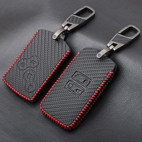 Carbon Fiber Leather Car Key Case Cover Fob Holder SHell Bag For Renault Captur Espace Clio Megane Koleos Kadjar scenic dacia