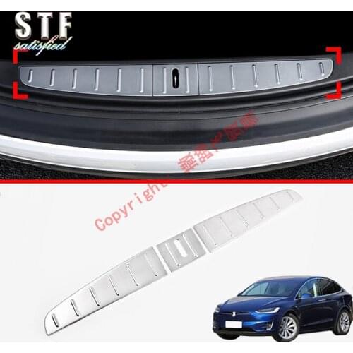 Stainless Steel Interior Rear Bumper Protection Trunk Sill Decorative Plate Pedal For Tesla Model X 2018 2019
