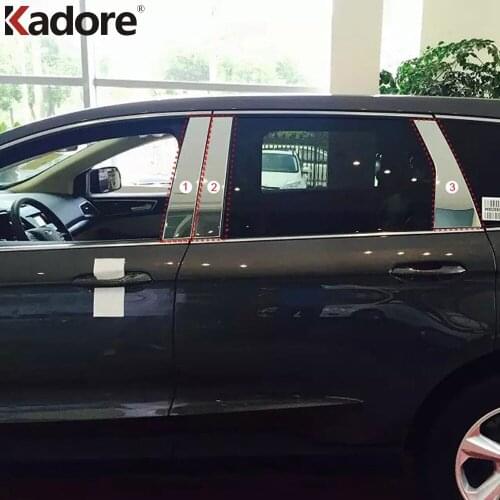 For Ford Edge 2015 2016 2017 Stainless Steel Car Window B-pillars Decorative Sticker Car Styling Trim Exterior Accessories