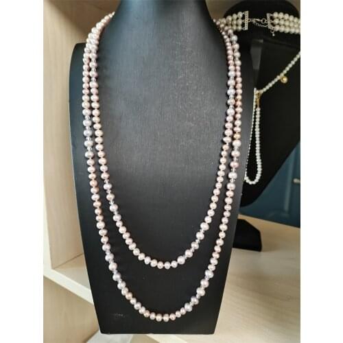 Design Champagne gold silver gray 150cm freshwater pearl sweater chain long necklace fashion jewelry