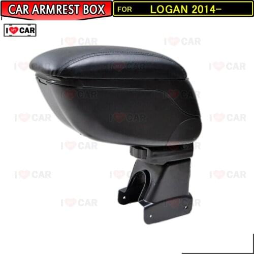 For Renault Logan 2014- car armrest storage box center console leather arm rest cup holder central part car styling MA