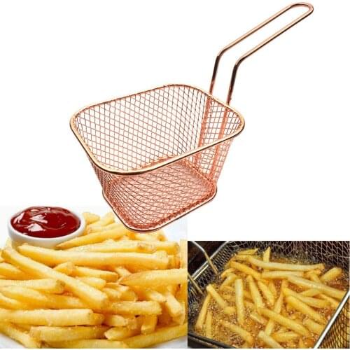 Hot Fries Baskets Strainer Electroplate Stainless Steel Mini Deep Frying Net Square Block Mesh Kitchen Tools Инструменты 2021