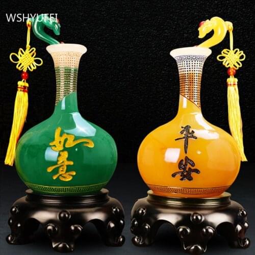 Chinese Style Fengshui Lucky Fugui Pingan Bottle Resin Statue Desk Living Room Crafts Ornaments Housewarming Christmas Gifts