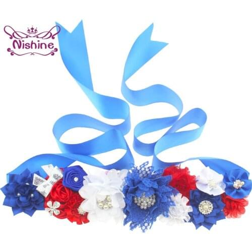 Circular Rhinestone Lotus Women Sash Fashion Handmade Satin Flower Maternity Belt Bridal Ribbon Cummerbunds Party Decoration