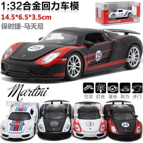 Cool car models for 918 spyder 1/32 die cast pull back acousto-optic toys Alloy racing cars children toy cars in gift box