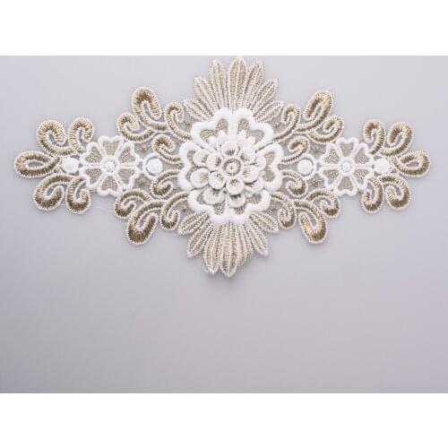 Cusack 27x14 cm 3D Gold Lace Applique Trims for Garment Home Textiles DIY Crafts Lace Fabric Sewing