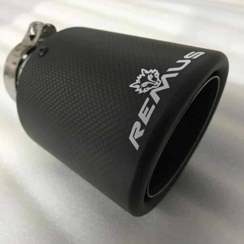 Car universal modiflcation stainless steel single exhaust pipe full carbon remus logo matt black cover muffler tip for merc