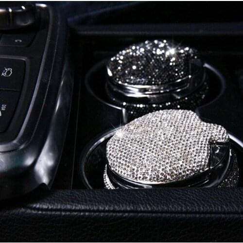 New Bling Bling Rhinestones Portable Car Ashtray With Light Crystal Diamond Led Car Ash Tray Ashtray Storage Cup