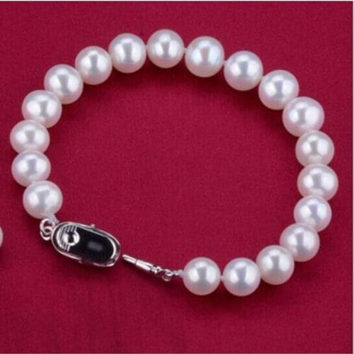 New 9-10mm 7.5Inch Akoya Natural White Pearls Bracelet