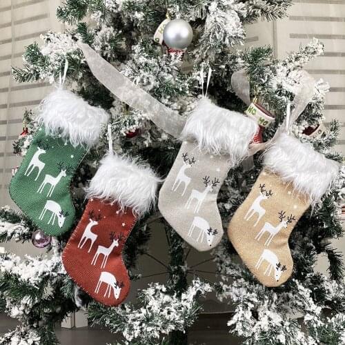 Christmas Decoration Christmas Socks Ornaments Pendant Small Boots Children New Year Candy Bag Gift Xmas Elk Stocking Tree Decor