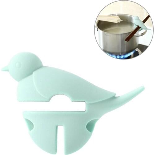 New Silicone Bird Shape Pot Clips Holder For Pot Spoon Lid Anti-overflowing Storage Racks Pot Side Clip Kitchen Cooking Tools