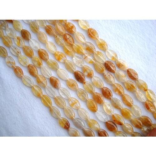 Natural Yellow Quartz Flat Marquise Shape Loose Beads 12×20mm For Jewelry Making DIY Bracelet Necklace Earrings