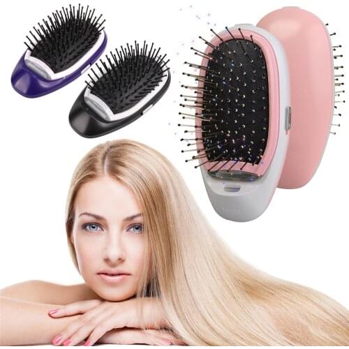 Portable Electric Ionic Hair Brush Negative Ions Detangling Hair Comb Brush Anti-static Home Salon Hair Styling Tool Hairbrush