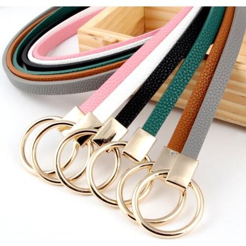 Thin PU Leather Belts for Women Candy Color Female Waist Belts Women Dress Strap Waistband Belt for Woman