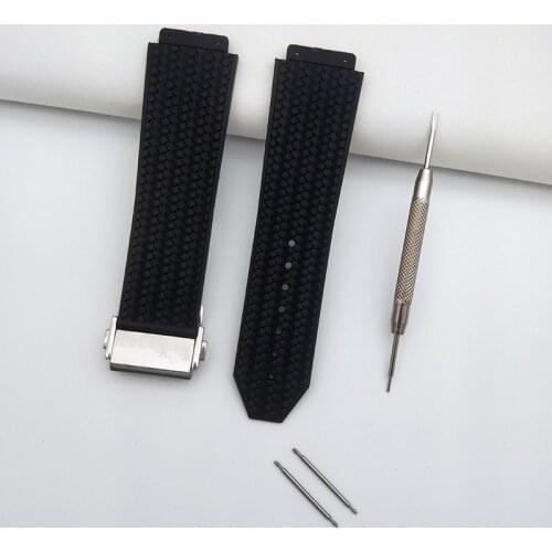 Watch Accessories for Hublot 25 * 19mm Soft Silicone Strap Series 22mm Folding Buckle Men and Women Sports Rubber Bracelet