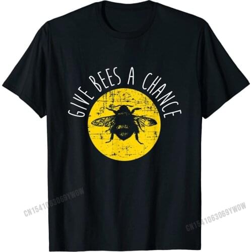 Give Bees A Chance Shirt, Funny Cute Vegan Bee Hobby Gift Printed On Tops Shirt Funky Cotton Man Tshirts