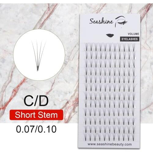 Seashine Volume Lashes Fans Short Stem Eyelash Extensions Premade Fans 0.05 Thickness Easy To Pick Russian Volume Lashes Fans