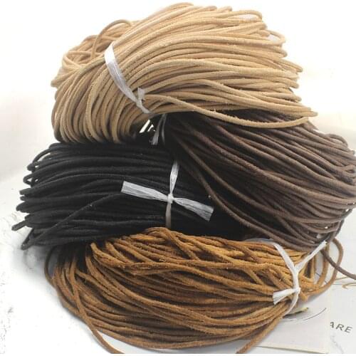 1 Meter 3mm Round Black Natural Color Real Leather Thread 100% Genuine Cow Leather Cord String for DIY Bracelet Jeweley Making