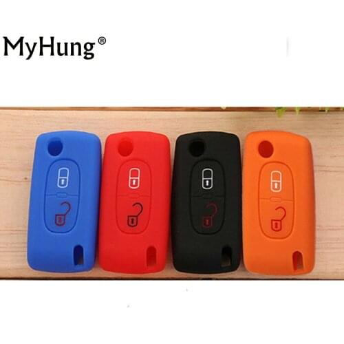 For Citroen C2 C3 C4 C5 C6 C8 Xsara Picasso Peugeot 208 207 308 RCZ 408 407 307 206 Silicone Car Key Holder Cover Case Keychain