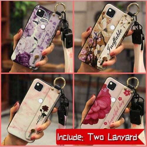 Wrist Strap Silicone Phone Case For Google Pixel 4A For Girls Soft Anti-knock Lanyard Shockproof