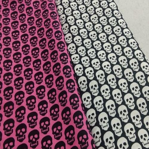 100% Cotton Latest Design Black White Pink Skull Printed Fabric Patchwork Home Decor Cloth Dress