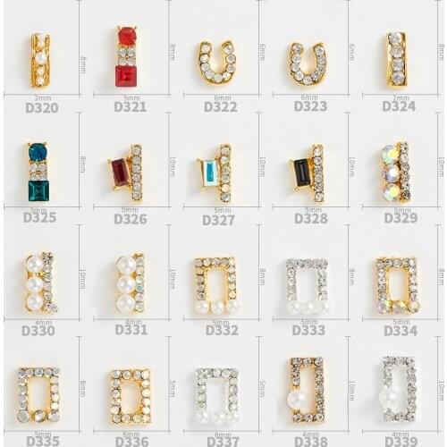 20pcs High Quality Square Hollow Alloy Diamond Pearl Embellishment Decoration 3D Fashion Charm DIY Nail Art Jewelry Design