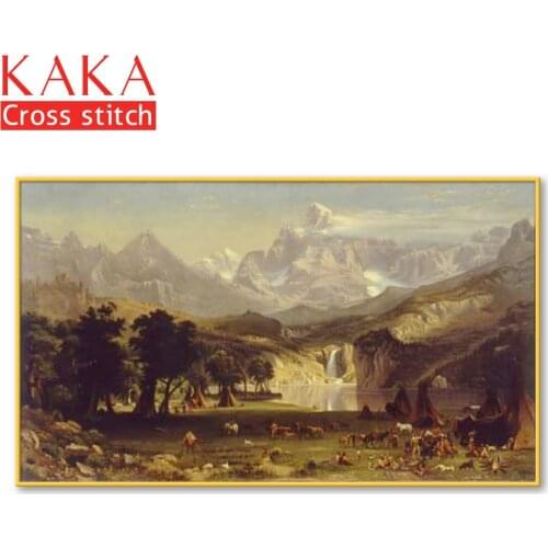 Cross stitch kits,Embroidery needlework sets with printed pattern,11CT-canvas for Home Decor Painting,Landscape Full NCKS126