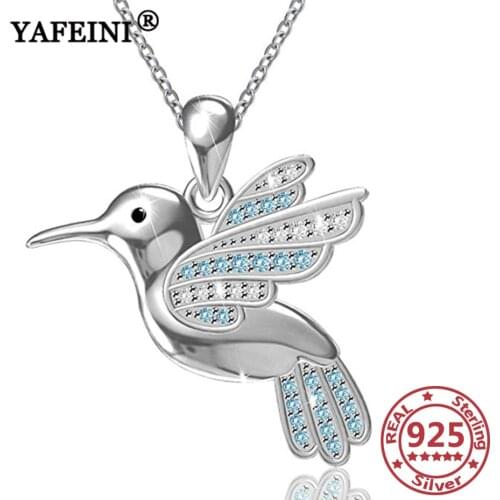 YAFEINI 925 Sterling Silver Hummingbird Pendant Necklace Silver Chain Women 925 Womens Jewelry Valentines Day Gift Moms Gifts