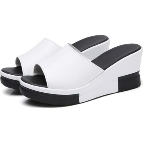 Summer womens Slippers Casual Solid Color Wild Wedge Heel Sexy Thick Bottom Increased Sandals Tide Shoes Women